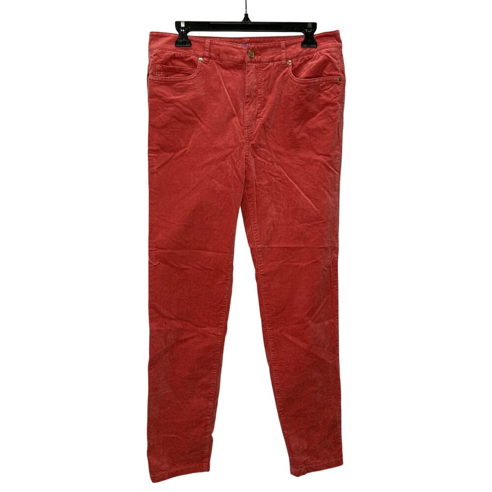 j.Mclaughlin Straight Leg Coral Red Velour Pants Size 10 Stretch